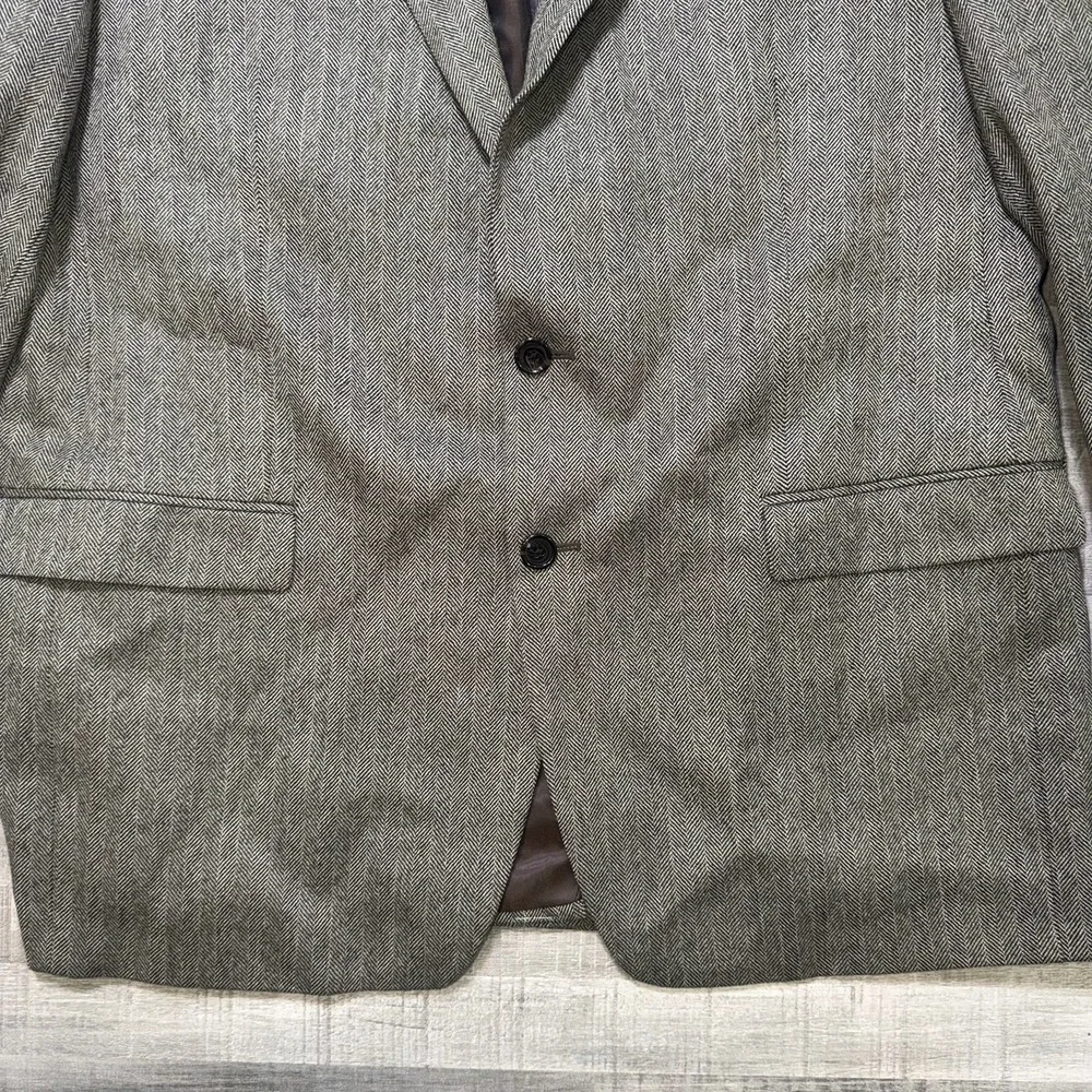 Ralph Lauren Men Blazer 46 Large Gray Wool 2 Button Sport Coat Elbow Patches
